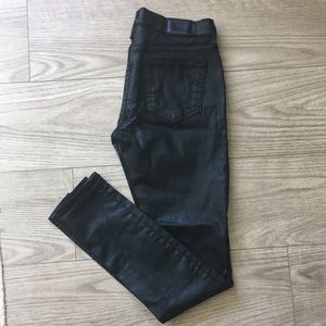 True Religion Coated Black Halle Mid Rise Skinny